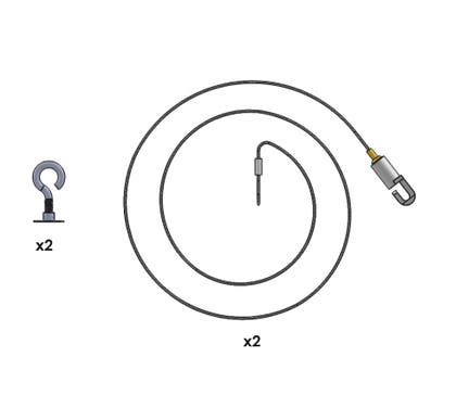 Vajerupphängning till skena 2-pack