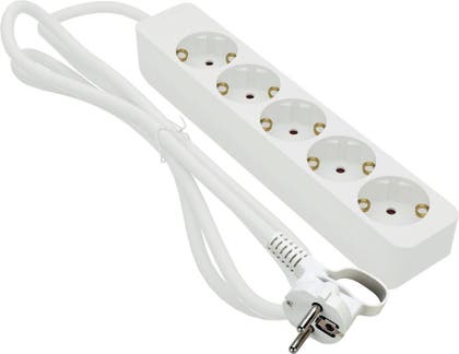 Grenuttag 5-vägs Jordad 1 Meter Vit