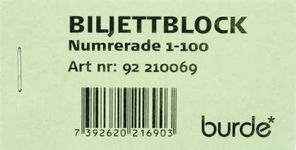 Biljettblock 1-100