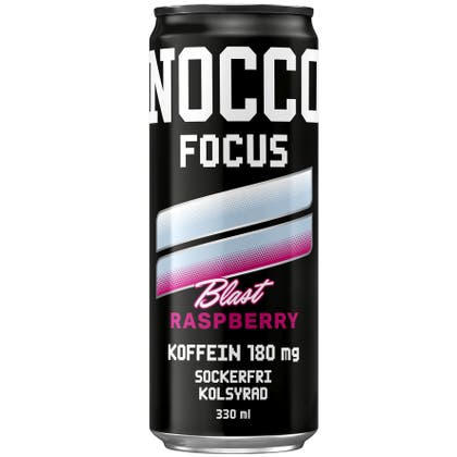 Energidryck Nocco Focus Raspberry Blast 33 cl inkl pant