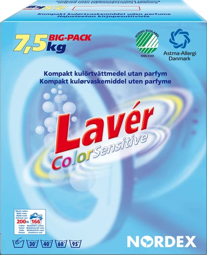 Tvättmedel pulver Lavér Color 7,5 kg