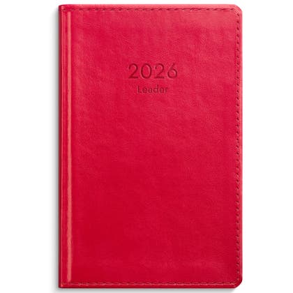 Kalender Leader 2026 röd konstläder