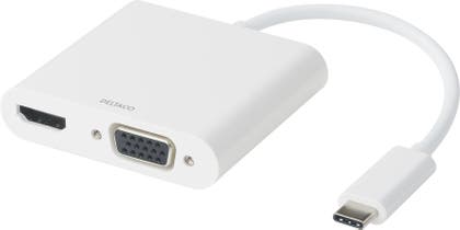 USB-C-HDMI/VGA/Ljud/USB-C 100W Deltaco Vit
