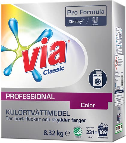 Tvättmedel Via Professional Color+ 8,32 kg