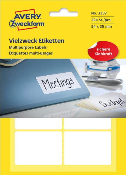 Märketiketter vit Avery