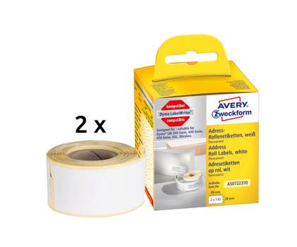 Etikett Avery 89 x 28 mm 2x130 st/fp