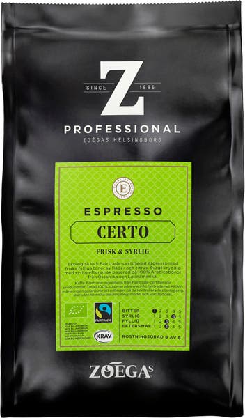 Kaffe Zoégas Espresso Certo Hela Bönor Eko 500 g