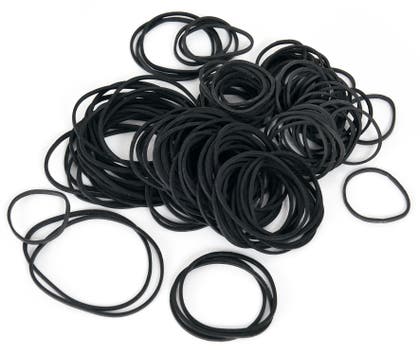 Gummiband sorterade storlekar svart