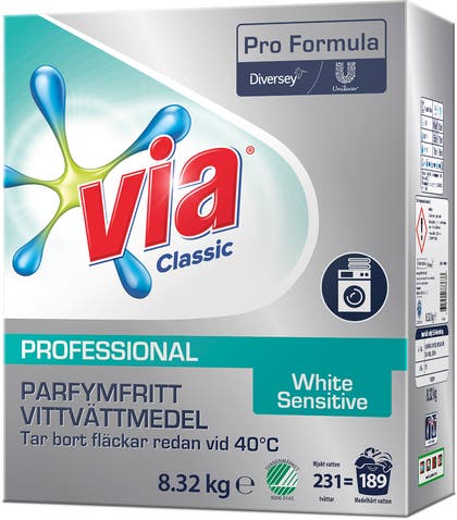 Tvättmedel Via Professional White Sensitive+ 8,32 kg