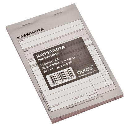 Kassanota 100x150mm 2x50numrerade blad