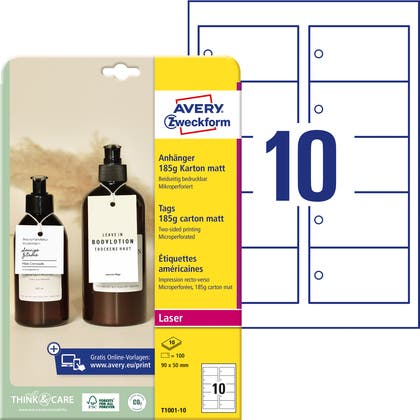 Hängetiketter vit Avery 185g